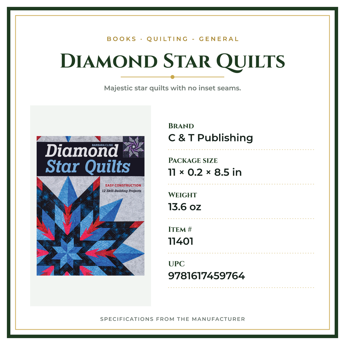Product Specifications – Diamond Star Quilts