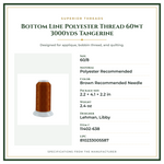 Product Specifications – Bottom Line Polyester Thread 60wt 3000yds Tangerine