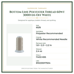 Product Specifications – Bottom Line Polyester Thread 60wt 3000yds Off White