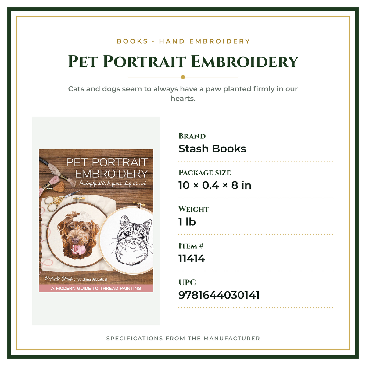 Product Specifications – Pet Portrait Embroidery