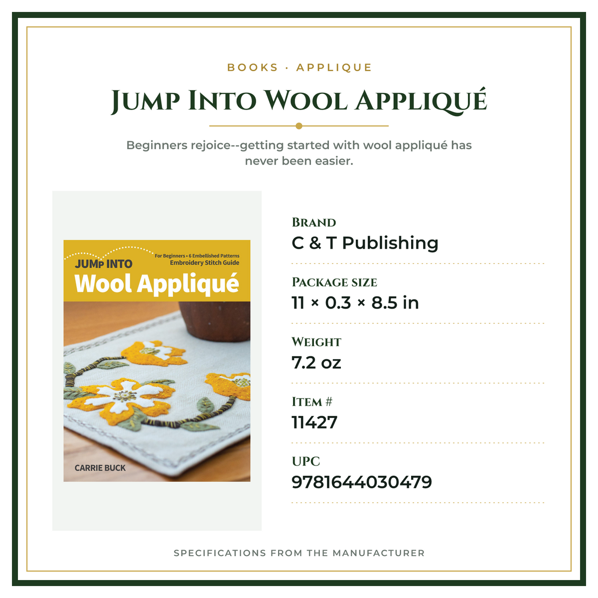 Product Specifications – Jump Into Wool Appliqué