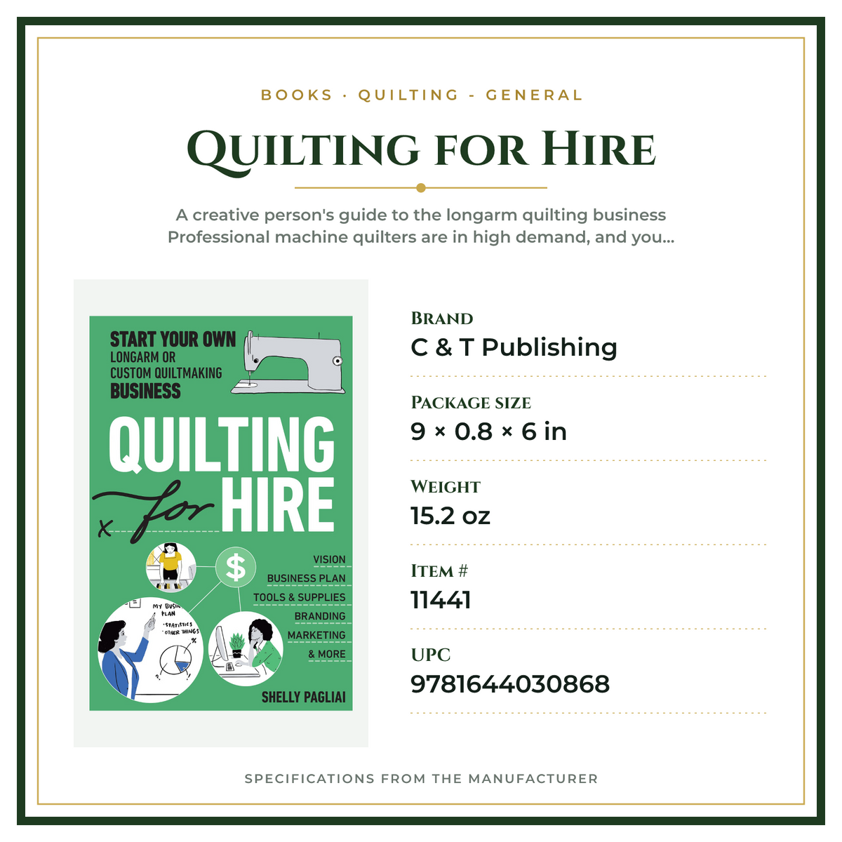 Product Specifications – Quilting for Hire