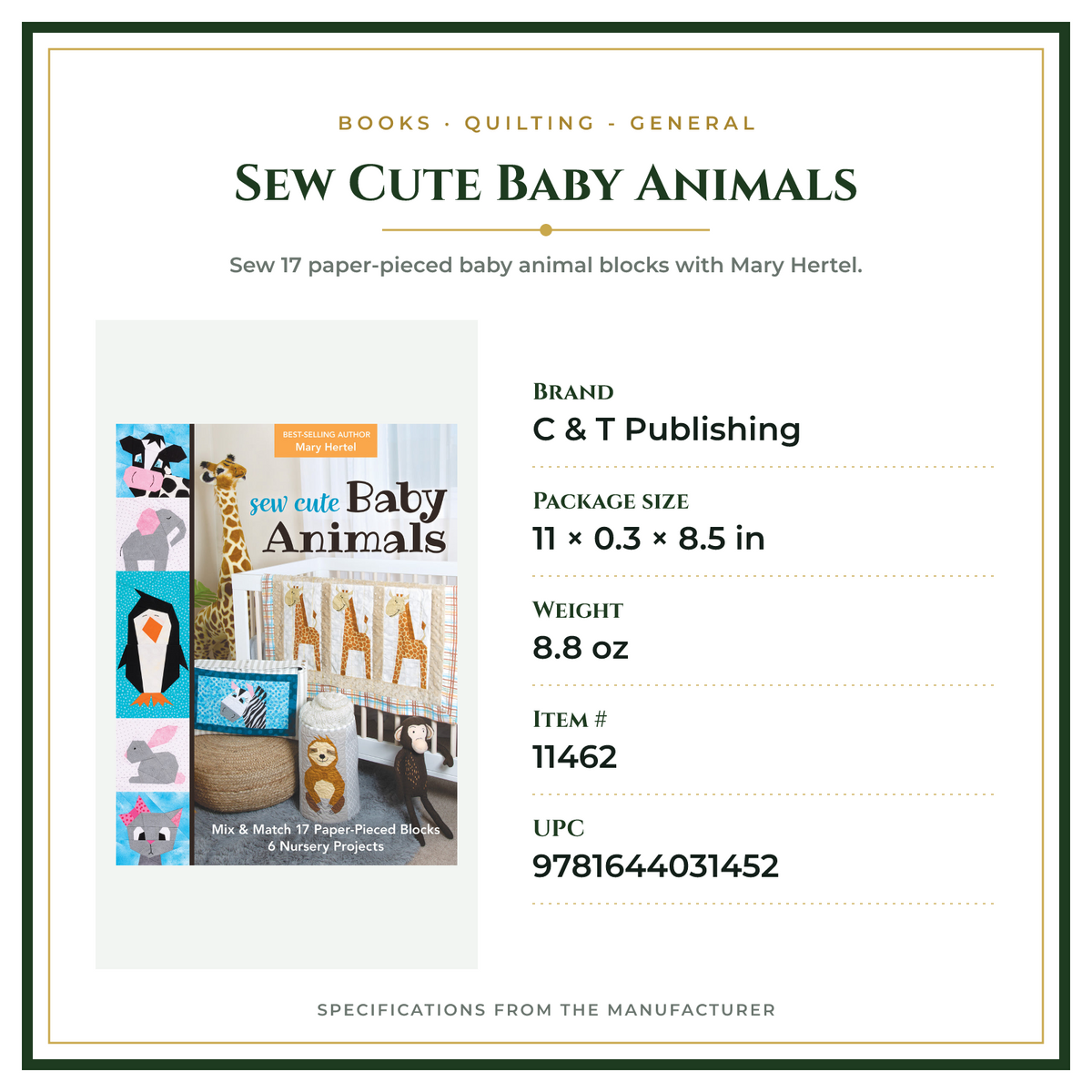 Product Specifications – Sew Cute Baby Animals