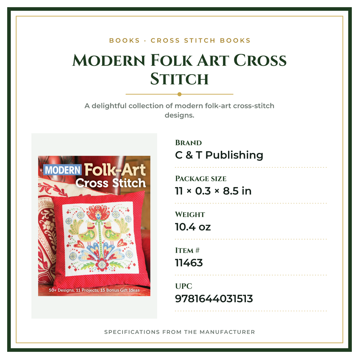 Product Specifications – Modern Folk Art Cross Stitch
