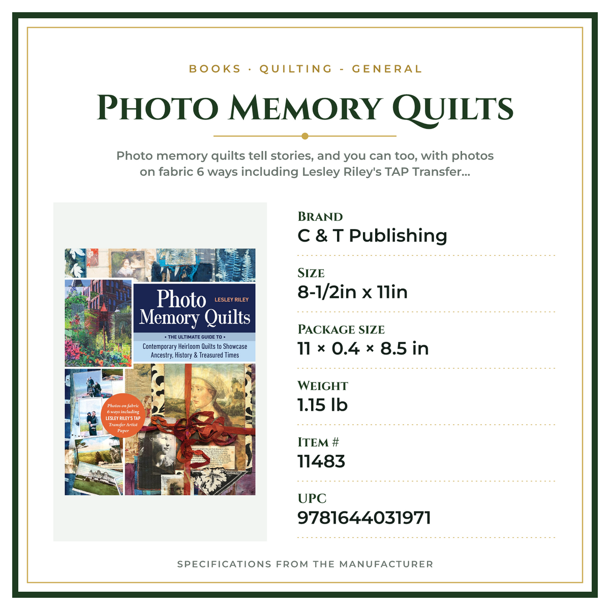 Product Specifications – Photo Memory Quilts