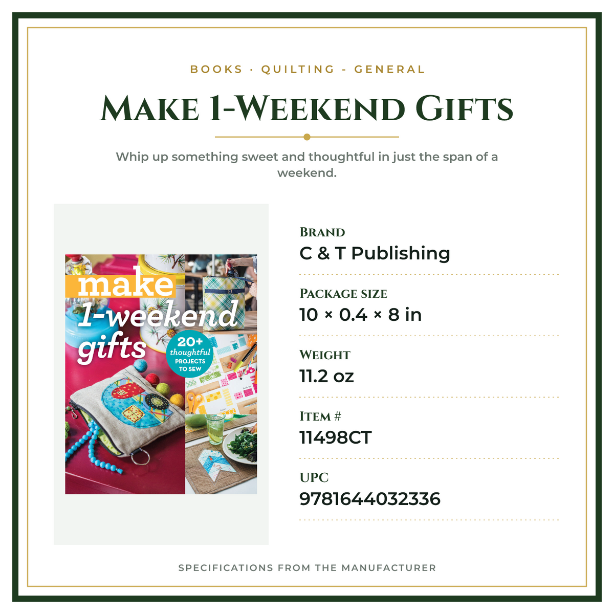 Product Specifications – Make 1-Weekend Gifts