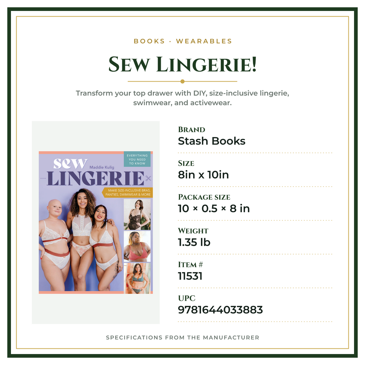 Product Specifications – Sew Lingerie!