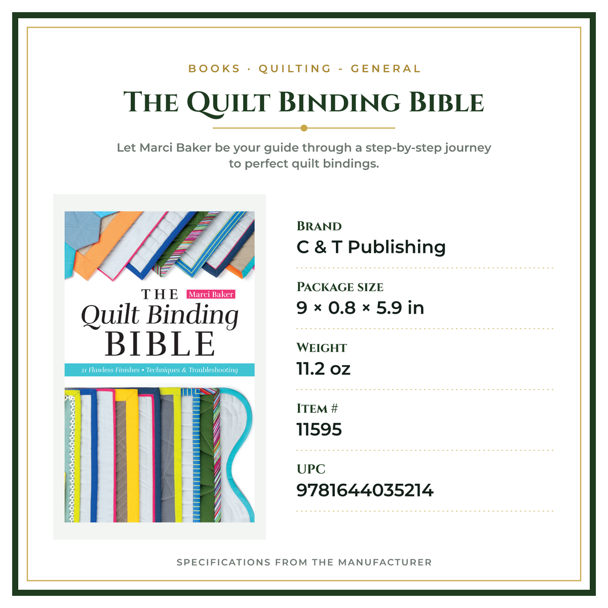 Product Specifications – The Quilt Binding Bible