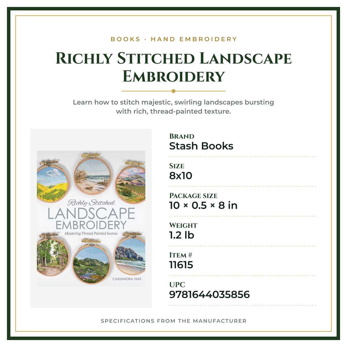 Product Specifications – Richly Stitched Landscape Embroidery