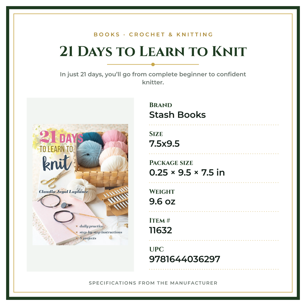 Product Specifications – 21 Days to Learn to Knit