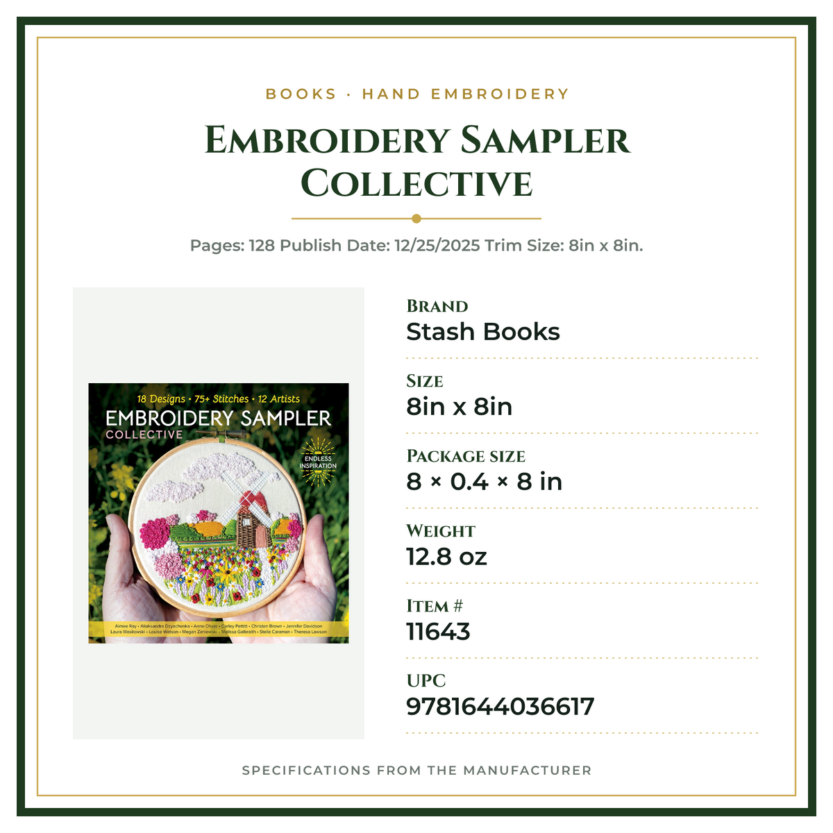 Product Specifications – Embroidery Sampler Collective