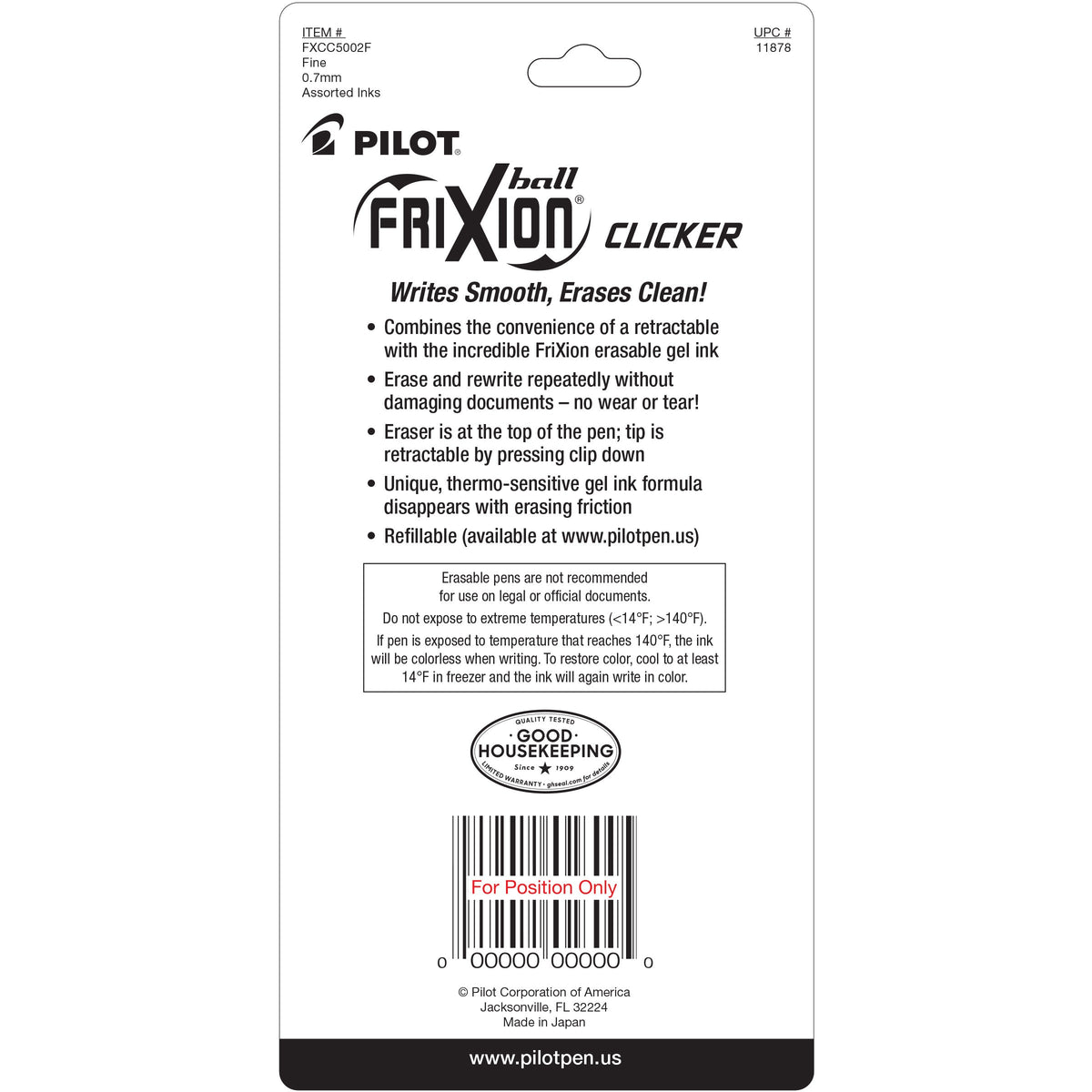 Frixion Clicker Navy Teal Lime Orange Pink 5pk