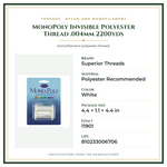 Product Specifications – MonoPoly Invisible Polyester Thread .004mm 2200yds