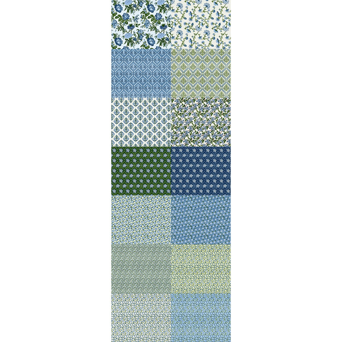 Grandma'S Wallapaper Blue/Green Flat Fat Stack 14Pc