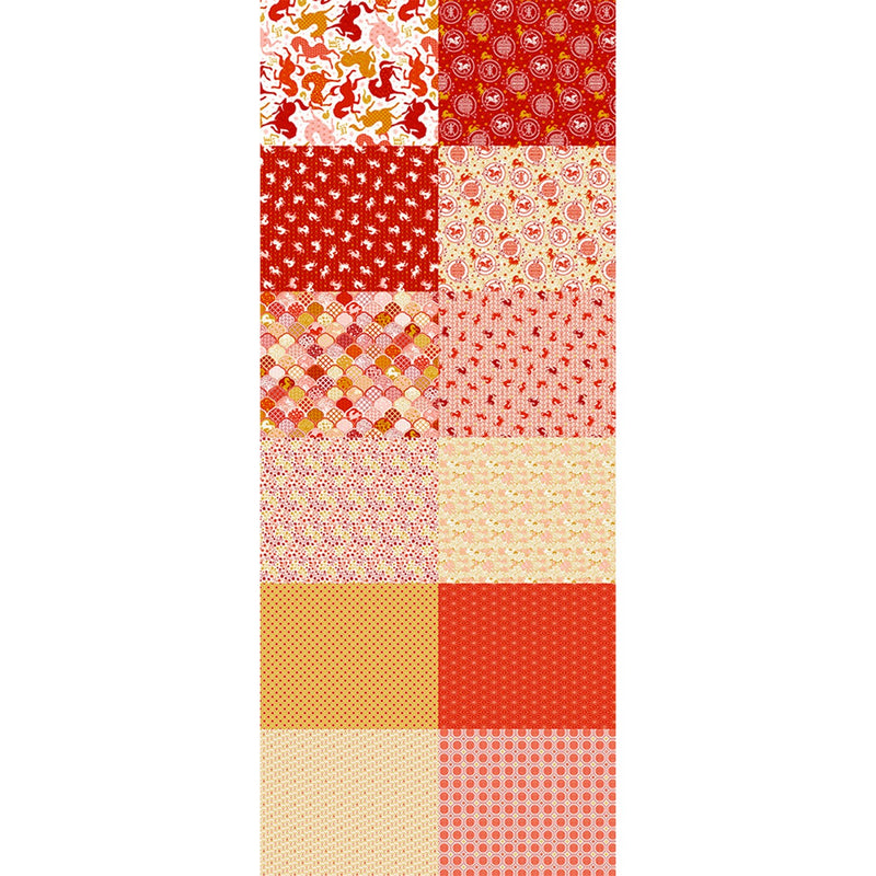 Year Of The Horse Red/Gold Flat Fat Stack 12Pc