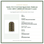 Product Specifications – King Tut Cotton Quilting Thread 3-ply 40wt 2000yds Desert Camo