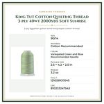 Product Specifications – King Tut Cotton Quilting Thread 3-ply 40wt 2000yds Soft Sunrise