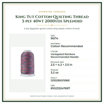 Product Specifications – King Tut Cotton Quilting Thread 3-ply 40wt 2000yds Splendid