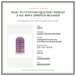 Product Specifications – King Tut Cotton Quilting Thread 3-ply 40wt 2000yds Heather