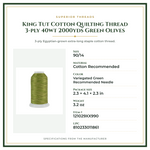 Product Specifications – King Tut Cotton Quilting Thread 3-ply 40wt 2000yds Green Olives
