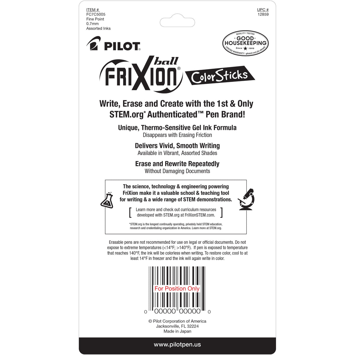 Frixion Colorsticks Black Blue Red Green Purple 5pk