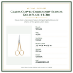 Product Specifications – Clauss Curved Embroidery Scissor Gold Plate 4-1/2in