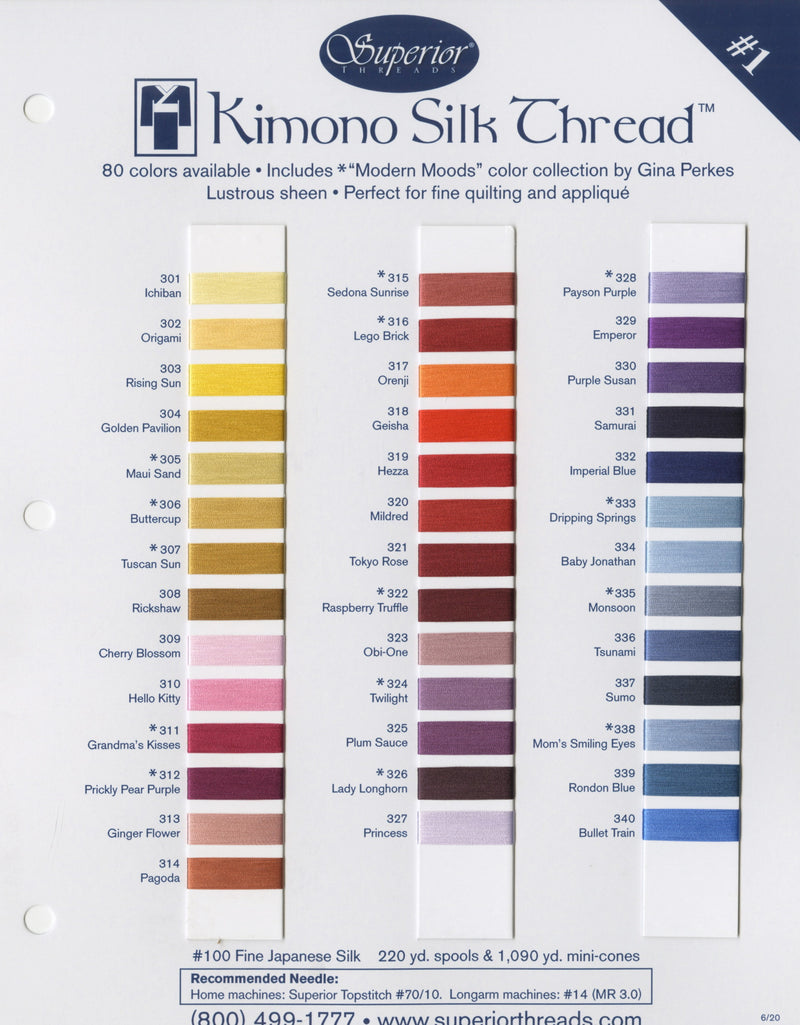 Kimono Silk Color Card Set