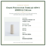Product Specifications – Omni Polyester Thread 40wt 2000yd Cream