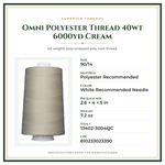 Product Specifications – Omni Polyester Thread 40wt 6000yd Cream