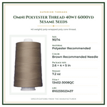 Product Specifications – Omni Polyester Thread 40wt 6000yd Sesame Seeds
