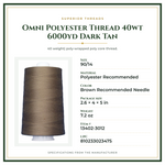 Product Specifications – Omni Polyester Thread 40wt 6000yd Dark Tan
