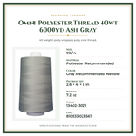 Product Specifications – Omni Polyester Thread 40wt 6000yd Ash Gray