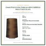Product Specifications – Omni Polyester Thread 40wt 6000yd Milk Chocolate