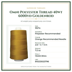 Product Specifications – Omni Polyester Thread 40wt 6000yd Goldenrod