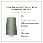 Product Specifications – Omni Polyester Thread 40wt 6000yd Light Sage