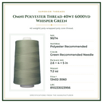 Product Specifications – Omni Polyester Thread 40wt 6000yd Whisper Green
