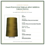 Product Specifications – Omni Polyester Thread 40wt 6000yd Green Olives