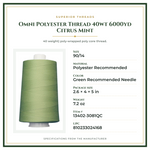 Product Specifications – Omni Polyester Thread 40wt 6000yd Citrus Mint