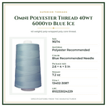 Product Specifications – Omni Polyester Thread 40wt 6000yd Blue Ice