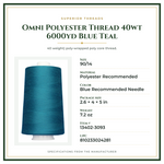 Product Specifications – Omni Polyester Thread 40wt 6000yd Blue Teal