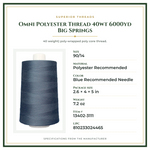 Product Specifications – Omni Polyester Thread 40wt 6000yd Big Springs