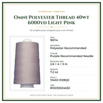 Product Specifications – Omni Polyester Thread 40wt 6000yd Light Pink