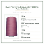 Product Specifications – Omni Polyester Thread 40wt 6000yd Plum Blossom
