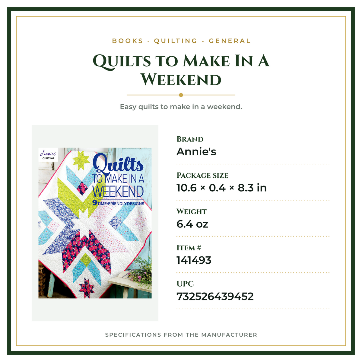 Product Specifications – Quilts to Make In A Weekend