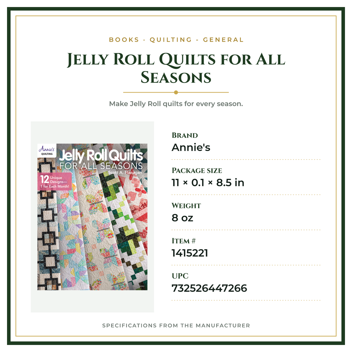Product Specifications – Jelly Roll Quilts for All Seasons