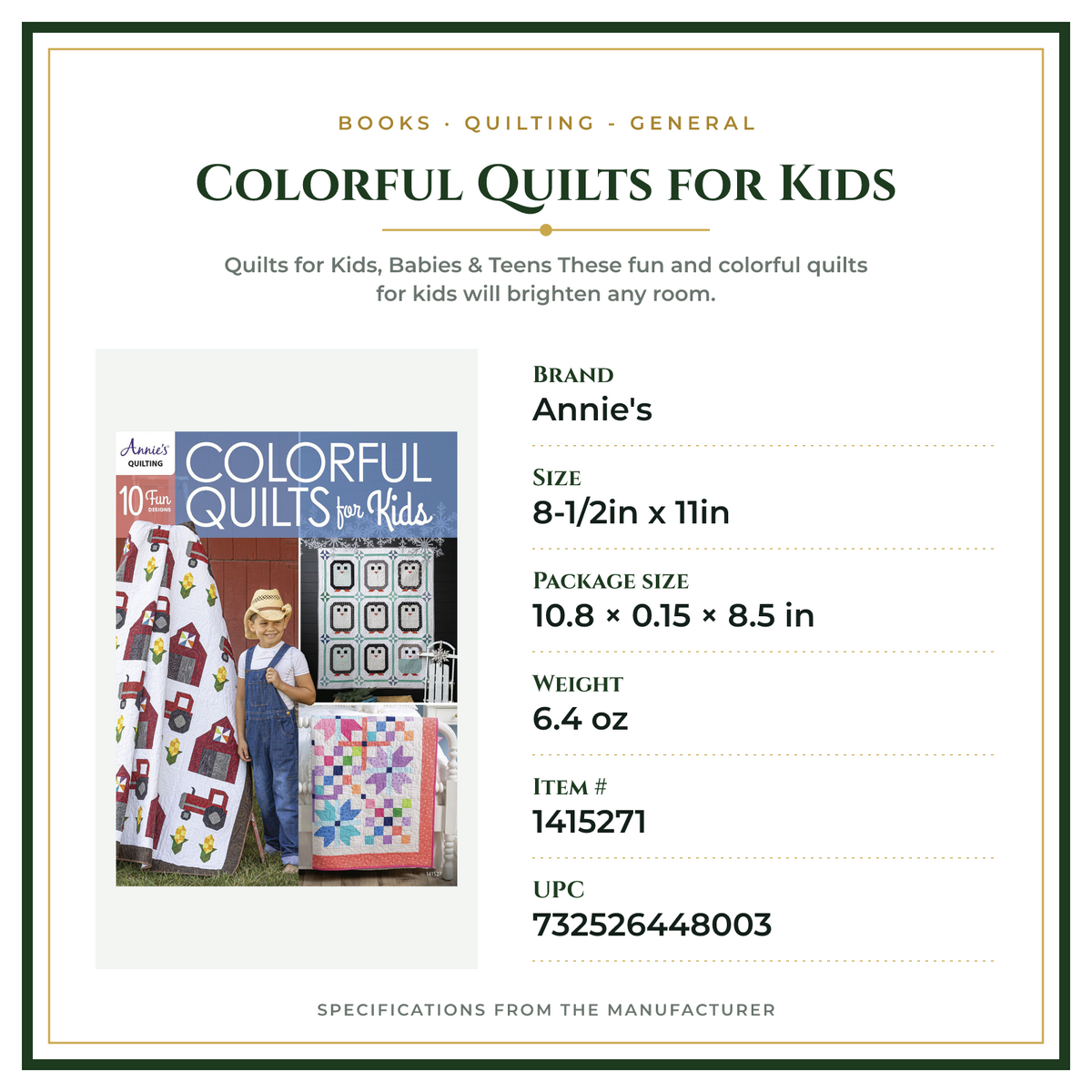 Product Specifications – Colorful Quilts for Kids