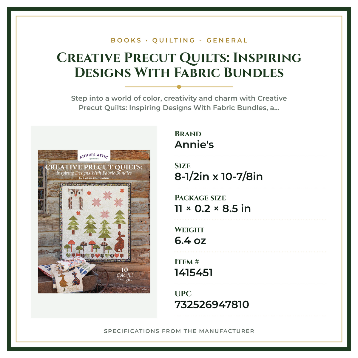 Product Specifications – Creative Precut Quilts: Inspiring Designs With Fabric Bundles