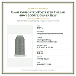 Product Specifications – Omni Variegated Polyester Thread 40wt 2000yd Silver Reef