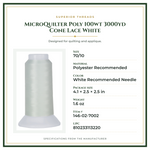 Product Specifications – MicroQuilter Poly 100wt 3000yd Cone Lace White
