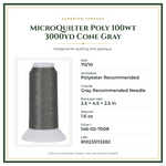 Product Specifications – MicroQuilter Poly 100wt 3000yd Cone Gray